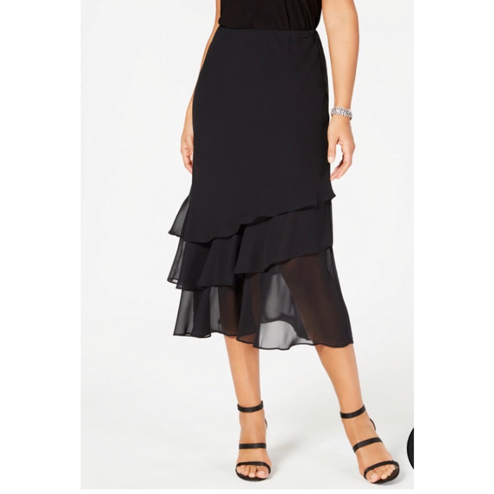 ALEX EVENINGS Skirt, Tiered Chiffon Midi